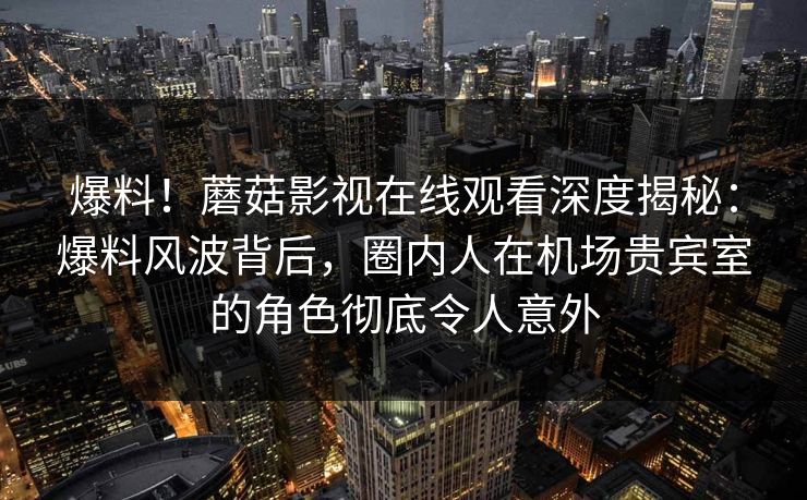 爆料！蘑菇影视在线观看深度揭秘：爆料风波背后，圈内人在机场贵宾室的角色彻底令人意外