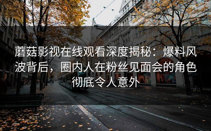 蘑菇影视在线观看深度揭秘：爆料风波背后，圈内人在粉丝见面会的角色彻底令人意外