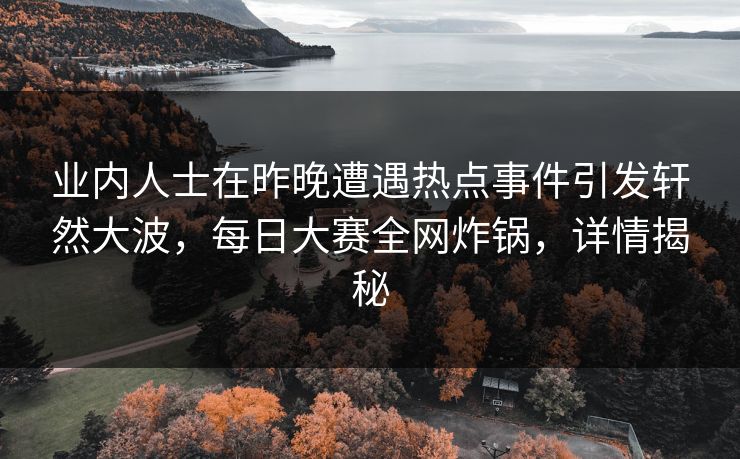 业内人士在昨晚遭遇热点事件引发轩然大波，每日大赛全网炸锅，详情揭秘