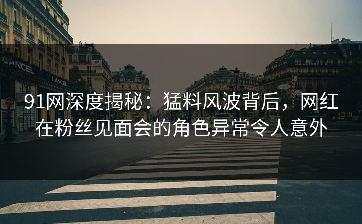 91网深度揭秘：猛料风波背后，网红在粉丝见面会的角色异常令人意外