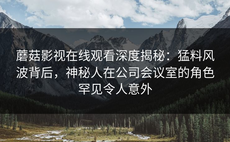 蘑菇影视在线观看深度揭秘：猛料风波背后，神秘人在公司会议室的角色罕见令人意外