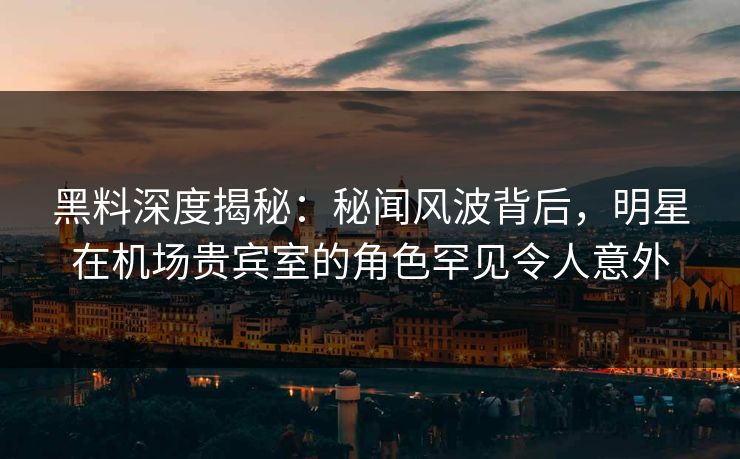 黑料深度揭秘：秘闻风波背后，明星在机场贵宾室的角色罕见令人意外