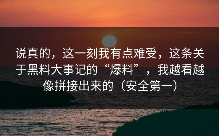 说真的，这一刻我有点难受，这条关于黑料大事记的“爆料”，我越看越像拼接出来的（安全第一）