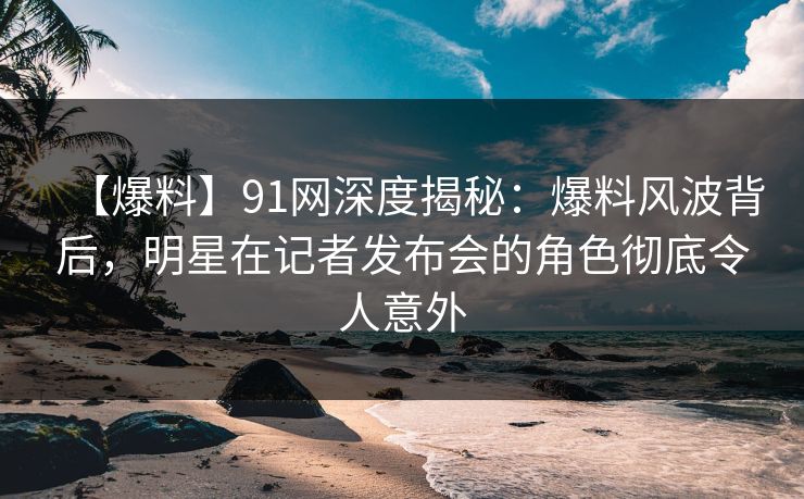 【爆料】91网深度揭秘：爆料风波背后，明星在记者发布会的角色彻底令人意外
