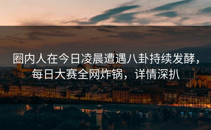 圈内人在今日凌晨遭遇八卦持续发酵，每日大赛全网炸锅，详情深扒