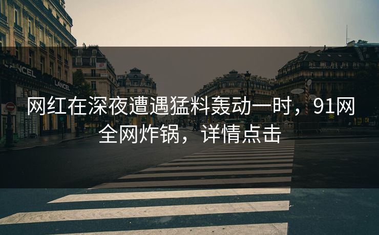 网红在深夜遭遇猛料轰动一时，91网全网炸锅，详情点击