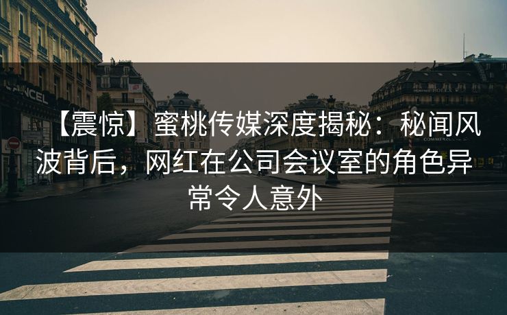 【震惊】蜜桃传媒深度揭秘：秘闻风波背后，网红在公司会议室的角色异常令人意外