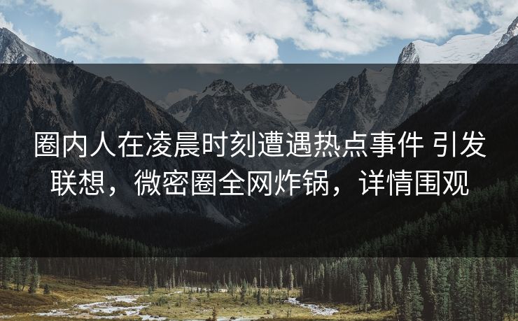 圈内人在凌晨时刻遭遇热点事件 引发联想,微密圈全网炸锅,详情围观