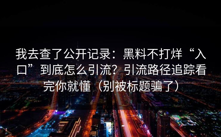 我去查了公开记录:黑料不打烊“入口”到底怎么引流?引流路径追踪看完你就懂(别被标题骗了)