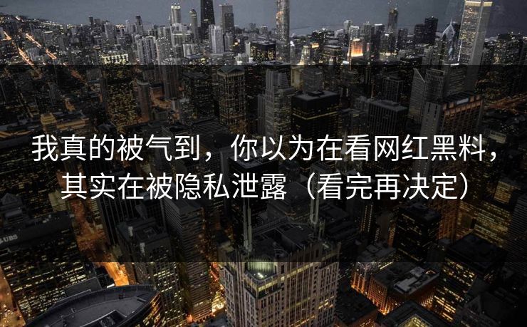 我真的被气到,你以为在看网红黑料,其实在被隐私泄露(看完再决定)