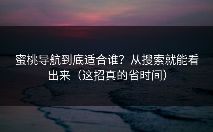 蜜桃导航到底适合谁?从搜索就能看出来(这招真的省时间)